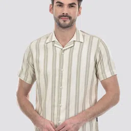 Numero Uno Men Cuban Collar Multi Striped Casual Shirt-image-54