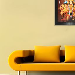 Chaque Decor Gold-Toned & Blue Lord Hanuman Printed Wooden Religious Wall Art-image-81