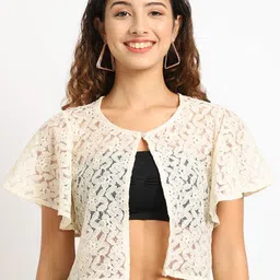 A AND K Floral Printed Cotton Shrug-12