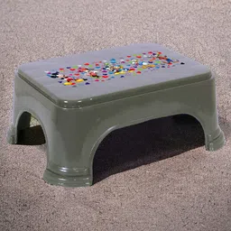 Kuber Industries Grey & Brown 3 Pieces Abstract Printed Plastic Bathroom Step Stools-32