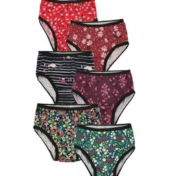 RAINE AND JAINE Girls Pack of 6 Printed Pure Cotton Period Briefs-picture-52