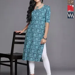 Anouk Rustic Women Pack of 4 Ethnic Motifs Printed Round Neck Straight Kurta-picture-16
