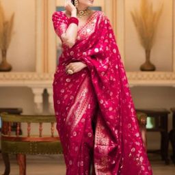 ZILVIRA Ethnic Motifs Woven Design Zari Banarasi Saree-picture-12