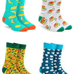 Dynamocks Pack Of 4 Printed Calf-Length Socks-32