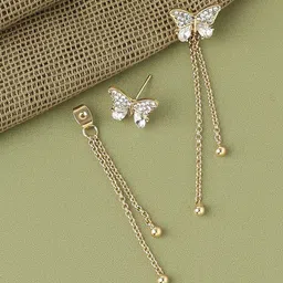 styledose Sterling Silver Artificial Stones Studded Butterfly Quirky Drop Earrings-18