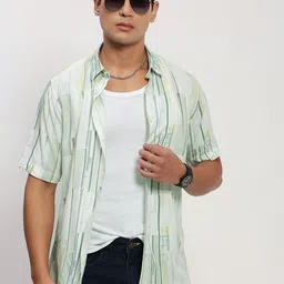 SHOWOFF Men Comfort Slim Fit Multi Stripes Opaque Printed Casual Shirt-image-43
