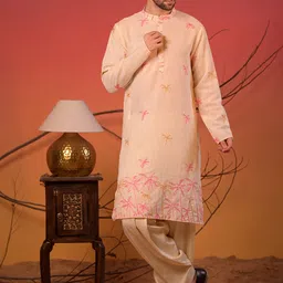 Rangkathaa Men Embroidered Regular Linen Kurta with Salwar-picture-51