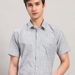 Aaai Enterprises Men Slim Fit Vertical Striped Spread Collar Cotton Casual Shirt-image-22