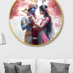 SAF Pink & Blue Lord Radha krishna Printed Wall Art-48