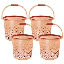 Kuber Industries Brown & White 4 Pieces Geometric Multi Purpose Bucket With Handle- 24 ltr-16