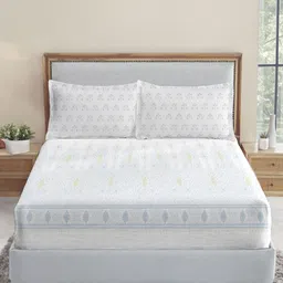 MYTRIDENT Grey & Yellow Floral 144 TC King Bedsheet with 2 Pillow Covers-29