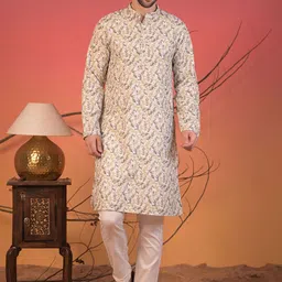 Rangkathaa Men Ethnic Motifs Printed Kurta-image-2