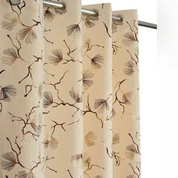 Aura Cream & Gold-Toned 2 Pieces Floral Printed Long Door Velvet Curtains-picture-29