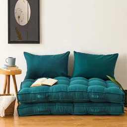 SKANDA FAB 2-Pcs Green Rectangle Shaped Pure Cotton Pre-FilledCushions-18
