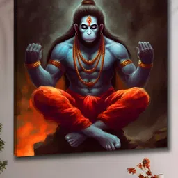 Myntra Elegant Homes Black & Red Lord Hanuman Printed Religious Canvas Wall Art-image-11