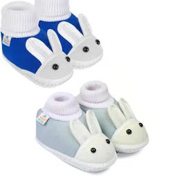 NESKA MODA 3 To 12 Months Infants 2 Pair Combo Pack Cute Soft Cotton Rabbit Booties-picture-12