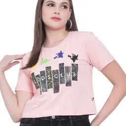 God's Club Women Printed Regular Fit Cotton T-shirt-picture-46