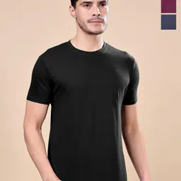 TQH Men Pack of 3 Dry Fit Solid Round Neck Slim Fit T-shirts-picture-46
