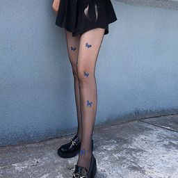 KRENOZ Butterfly Printed Stretchable Sheer Stockings-picture-31