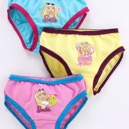 Red Rose Panties Barbie Print Pack Of 3 - Blue Pink & Yellow-image-98