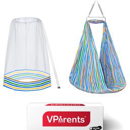 VParents Neonate Swing Cradle with Mosquito Net and Spring - Blue-12