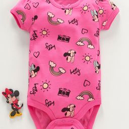 Fox Baby Half Sleeves Onesie Minnie Print - Pink-image-10