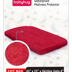 Babyhug Soft Terry Waterproof Mattress Protector Breathable Fitted Cover Sheet - Maroon-image-13