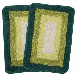 Saral Home Cotton Anti Slip Bathmat Pack of 2 - Green-image-82