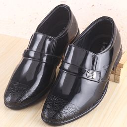 Pine Kids Round Toe Solid Formal Shoes - Black-picture-34