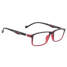 Optify Blue Light Blocking Zero Power Glasses Rectangle Shape - Black Red-1