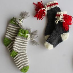 Woonie 2 Pair Of Striped Handmade Socks - Grey-image-10
