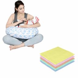 Lulamom Nursing Pillow with Cover Bubbles Print & Muslin Napkin - Blue-image-123