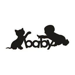 CVANU Black Wooden Baby Crawling to Cat Wall Hangings-picture-45