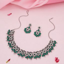 Anouk Silver-Plated Artificial Stones Studded Jewellery Set-image-57