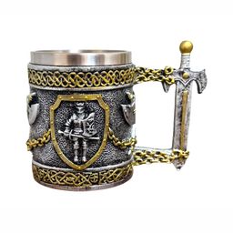 deedecorwave Silver-Toned & Brown Textured Stainless Steel Glossy Mugs Set of Cups and Mugs-image-29