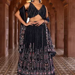PURVAJA Printed Sequinned Ready to Wear Lehenga & Unstitched Blouse With Dupatta-picture-46