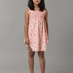 UNDER FOURTEEN ONLY Girls Floral Printed Shoulder Straps Fit and Flare Dress-image-95