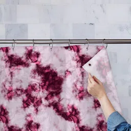 ArtzFolio White & Maroon Printed Waterproof Shower Curtains-image-67