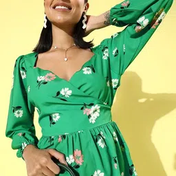 Sera Floral Print Crepe Fit & Flare Dress-image-71