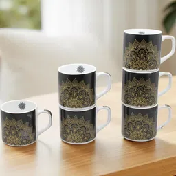 laghima jadon Multicoloured Ethnic Motifs Printed Ceramic Glossy Cups Set of Cups and Mugs-55