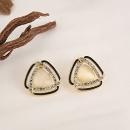 PASU FASHION Gold-Plated Artificial Stones Studded & Beads Beaded Contemporary Studs-45
