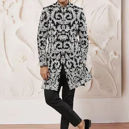 VASTRAMAY Embroidered Sherwani Set-image-74