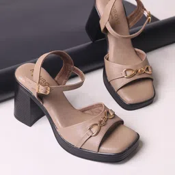Monrow Women Everlee Beige Platform Heels-26