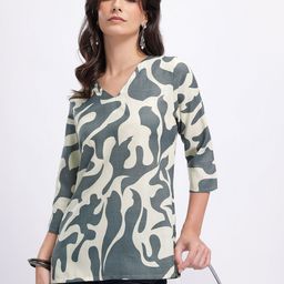 Anouk Rustic Abstract Printed V-Neck Kurti-picture-3