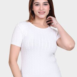 LEZA Women Self Design Round Neck Cotton Top-image-65