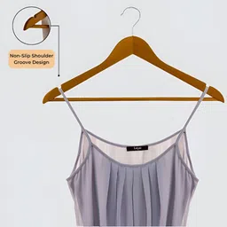 SuperGeneriX 5 Pieces Brown Wooden Non-Slip Rust-Free Clothes Hangers-24