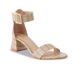 SCENTRA Women Textured Block Sandals with Buckles-56