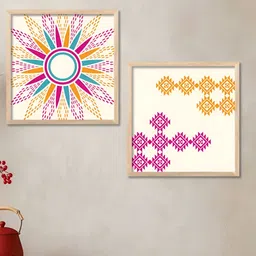 Kotart Brown & White 2 Pieces Pattern Wooden Wall Arts-picture-30