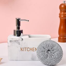 MARKET99 White & Grey Abstract Printed Soap Dispenser-0