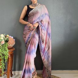 HERE&NOW Tie and Dye Pure Chiffon Ready to Wear Saree-picture-27